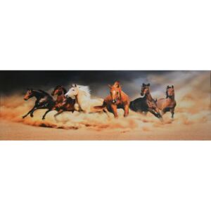 Tablou pe pânză - A herd of horses, 50x150 cm