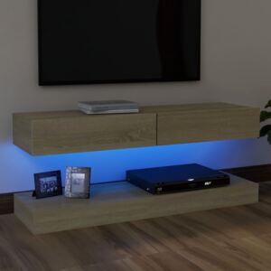 Comodă TV cu lumini LED, stejar Sonoma, 120x35 cm
