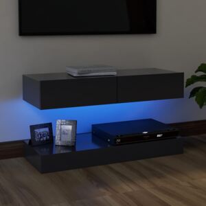 Comodă TV cu lumini LED, gri, 90x35 cm