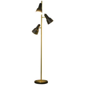 HOMCOM Lampa de podea de 150 cm, cu 3 abajururi reglabile, baza rotunda, comutator cu pedala