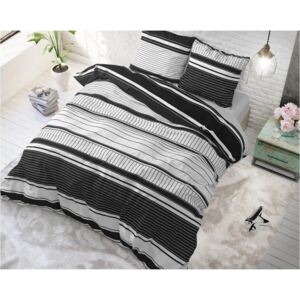 Lenjerie de pat elegantă cu dungi negre 140 x 200 cm 140x200