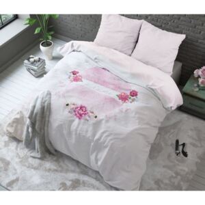 Lenjerie de pat frumoasă din bumbac culoarea roz 160 x 200 cm 160x200