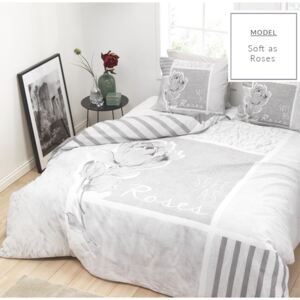 Lenjerie de pat modernă din bumbac culoarea gri, cu model de trandafiri 200 x 200 cm 200x200