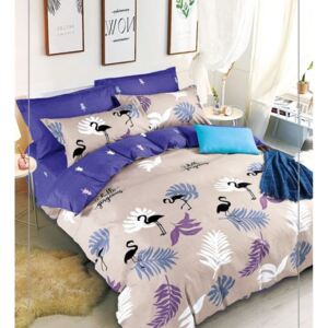 Lenjerie de pat cu două fețe - violet-bej 2 părți: 1buc 140 cmx200 + 1buc 70 cmx80