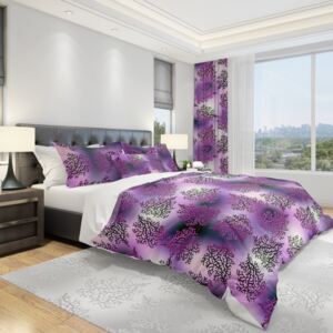 Lenjerie de pat design modern în culoarea mov cu ornament delicat 2 părți: 1buc 140 cmx200 + 1buc 70 cmx80