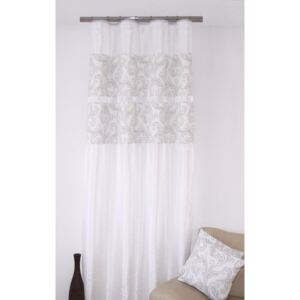 Draperie elegantă culoarea albă cu un model gri moale, asortată la cuverturile de pat Lăţime: 140 cm | Lungime: 250 cm (într-un set de 1 bucată)