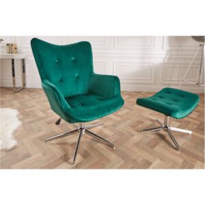 Set fotoliu rotativ si scaun pentru picioare Invicta Interior Green