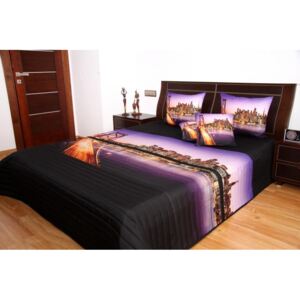 Cuvertură de pat violet cu model 3D Metropolă 220x240 Lăţime: 220 cm | Lungime: 240 cm