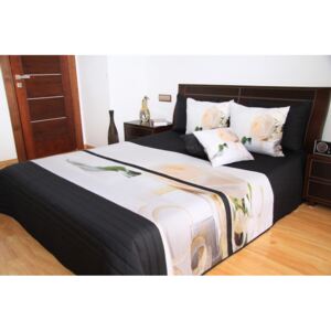 Cuvertură de pat culoarea alb-negru cu un model de trandafir romantic Lăţime: 220 cm | Lungime: 240 cm