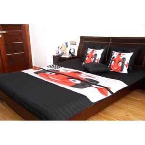 Cuvertură de pat neagră pentru copii cu model formulă roșie Lăţime: 170 cm | Lungime: 210 cm