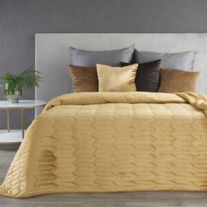 Cuvertură de pat dublă matlasată din catifea galbenă Lăţime: 170 cm | Lungime: 210 cm