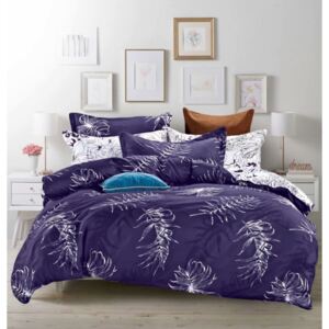Lenjerie de pat originală pe două fețe, alb-violet 3 părți: 1buc 160 cmx200 + 2buc 70 cmx80