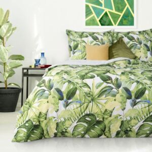 Lenjerie de pat din bumbac cu un motiv exotic de culoare verde 3 părți: 1buc 160 cmx200 + 2buc 70 cmx80