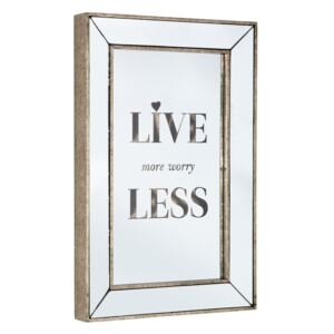 Oglinda de perete aurie cu mesaj motivational Live Glace 40 cm x 5.5 cm x 60 cm