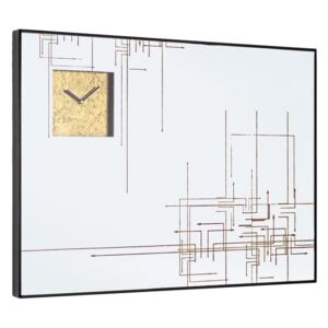 Oglinda de perete cu ceas incorpoat rama neagra Glace 80 cm x 4.5 cm x 60 h