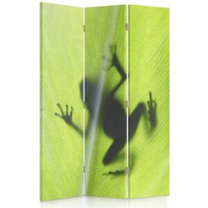 CARO Paravan - Frog On A Green Leaf | tripartit | reversibil 110x180 cm