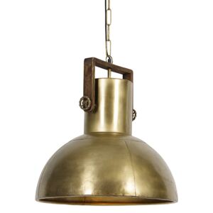 Lampă suspendată industrială bronz cu lemn - Mango