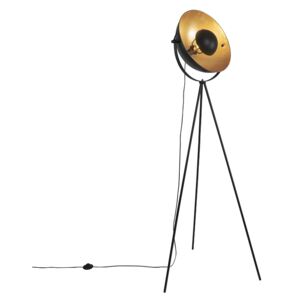 Lampă de podea neagră cu trepied auriu reglabil de 42 cm - Magnax