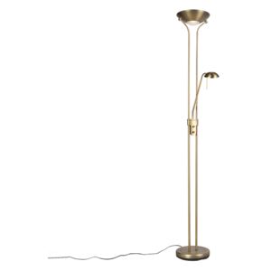 Lampă de podea bronz cu lampă de lectură incl. LED și dimmer - Diva 2