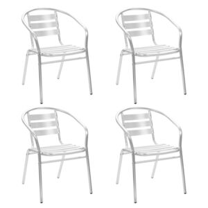 Scaune stivuibile de exterior, 4 buc., aluminiu