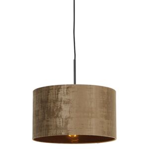 Lampă modernă suspendată neagră cu nuanță maro 35 cm - Combi