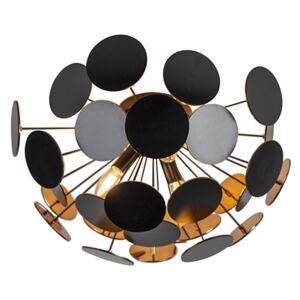 Plafoniera design negru cu aur 54 cm 3 lumini - Cerchio