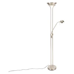 Lampă de podea din oțel cu lampă de citire incl. LED și dimmer - Diva