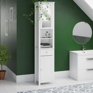 Dulap pentru baie cu oglindă, alb, 190cm H x 40cm W x 30cm D