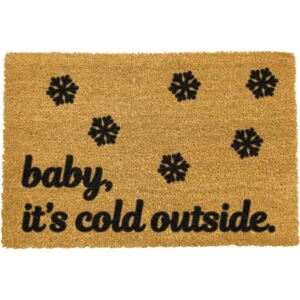 Covoraș intrare din fibre de cocos Artsy Doormats Baby It's Cold Outside, 40 x 60 cm, negru