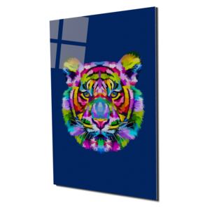 Tablou din sticla acrilica - colorful tiger head