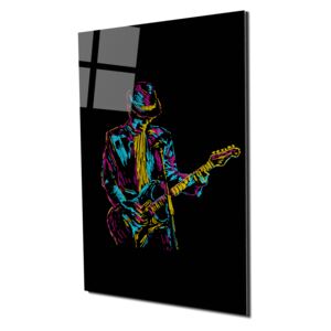 Tablou din sticla acrilica - abstract guitar player