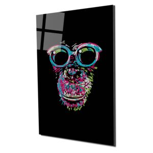 Tablou din sticla acrilica - chimp with glasses