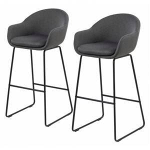 Set de 2 scaune de bar Hallund - tesatura/metal - gri inchis