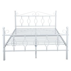 Cadru de pat Belle din metal, alb, 95cm H x 144cm W x 199cm L