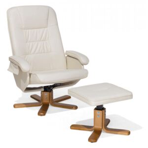 Fotoliu reclinabil cu masaj si incalzire Relaxpro, piele ecologica, bej, 74 x 80 x 98 cm