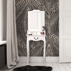 SEA12 - Set Masa toaleta, 50 cm, consola cosmetica machiaj masuta vanity make-up cu oglinda - Alb