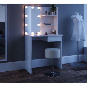 SEA253 - Set Masa alba toaleta cosmetica machiaj oglinda masuta vanity, oglinda cu LED-uri