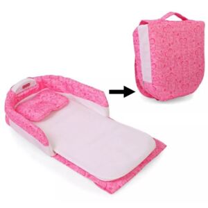 Patut portabil pentru bebelusi, pliere tip geanta, Roz