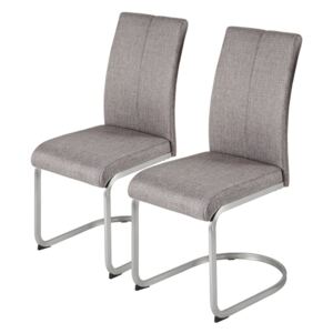 Set de 2 scaune Bruce - tapiterie/otel inoxidabil - bej
