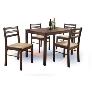 Set masa din MDF si lemn New Starter Espresso + 4 scaune, L110xl72xH74 cm
