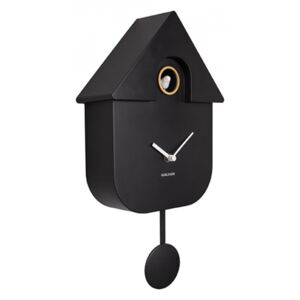 Ceas de perete dreptunghiular negru din plastic ABS 21x41 cm Modern Cuckoo Present Time