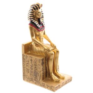 Statueta egipteana Ramses II pe tronul cu hieroglife