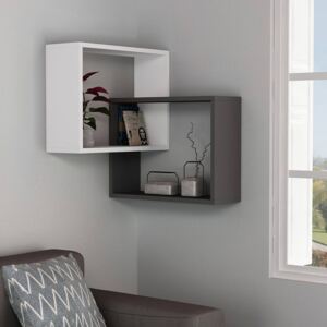 SET 2 RAFTURI TOMY,68X60X68 CM,ALB/ANTRACIT,PAL MELAMINAT 18 MM