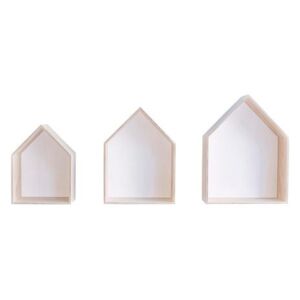 Set de 3 rafturi Houses, alb