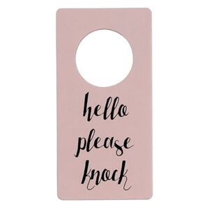Semn roz pentru usa "hello please knock" Bloomingville