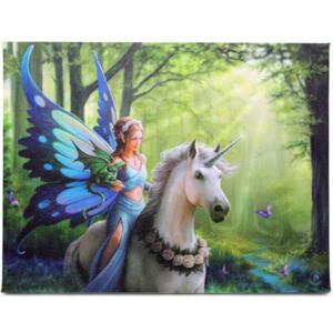 Tablou canvas zana, dragon si unicorn, Taramul Fermecat 19x25cm - Anne Stokes