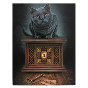 Tablou canvas pisica Cutia Pandorei 19x25cm Lisa Parker