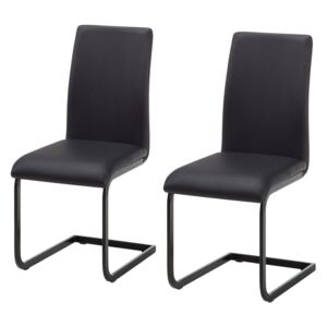 Set de 2 scaune Bjora din piele sintetica, negru