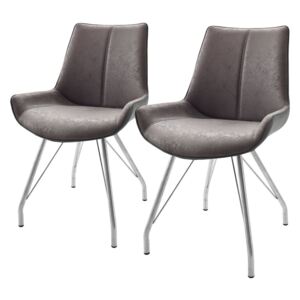 Set de 2 scaune Saval cu cadru metalic si tapiterie din piele sintetica, gri