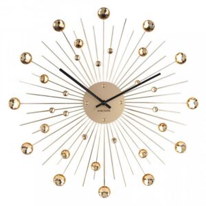 Ceas perete rotund auriu din metal 50 cm Sunburst Present Time